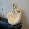 Summer super fire woven bag women's new literary and artistic style wool knitted vacation beach bag shoulder messenger bag