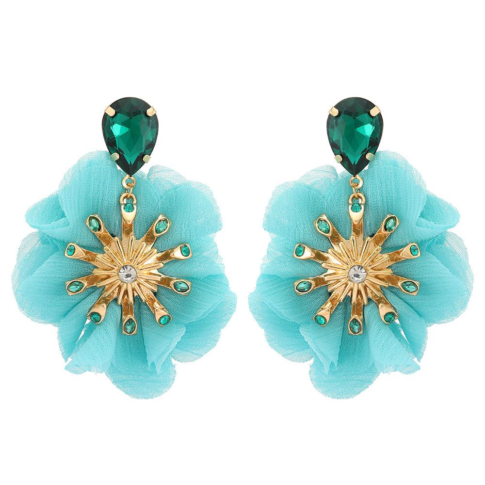 Large Hanging Lace Flower Earrings Women 2023 Trend Hanging Luxury Design Lace Cotton Petals Fairy Elegant Jewelry Accessories
