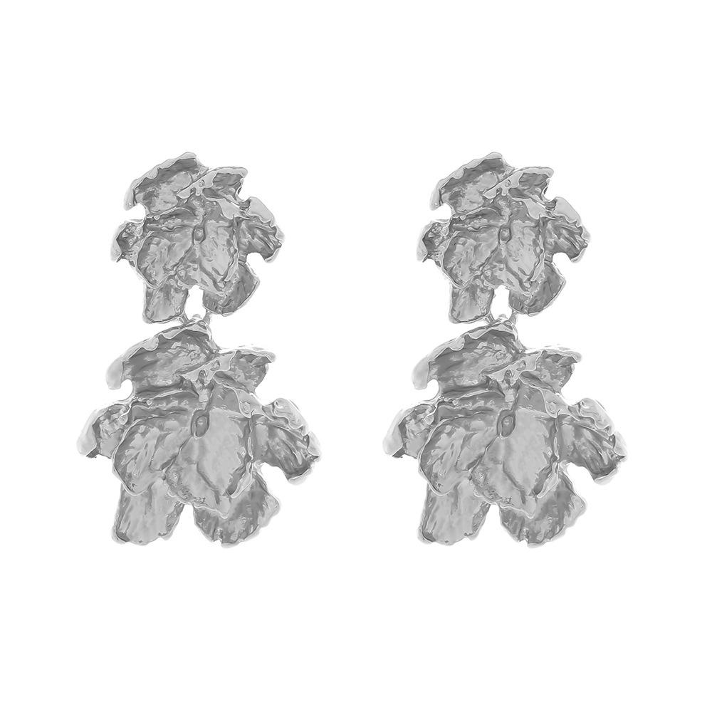 

Fashion Metal Flower Dangle Earrings ZAA New Women s Exaggerated Minimalist Design Zircon Accessories