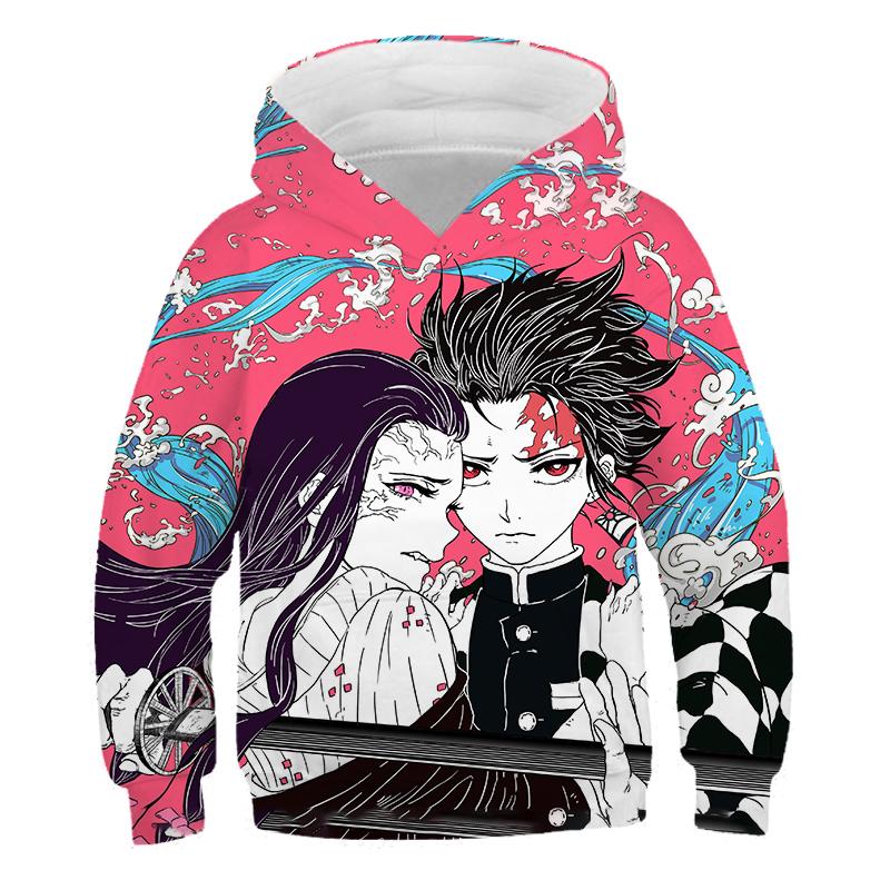 2025 Dětské 3D Mikiny Demon Slayer Módní Podzimní Chlapecká Mikina s Kapucí Manga Kimetsu No Yaiba Chlapci Dívky Svetry 4-14 Let Oblečení