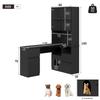 Corner desk with shelf and LED display cabinet 120×80×180 cm - desk with cable grommet, 3 drawers, 2 doors, open compartments