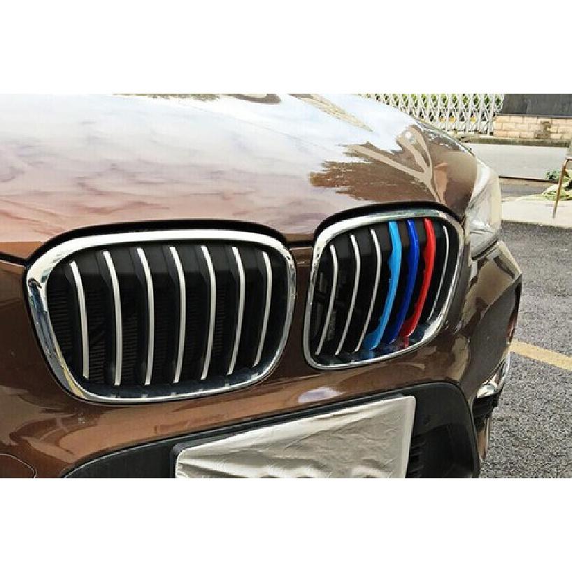 For BMW X1 2016- 3-Color Car Front Center Mesh Grille Grill Strip Cover Trim