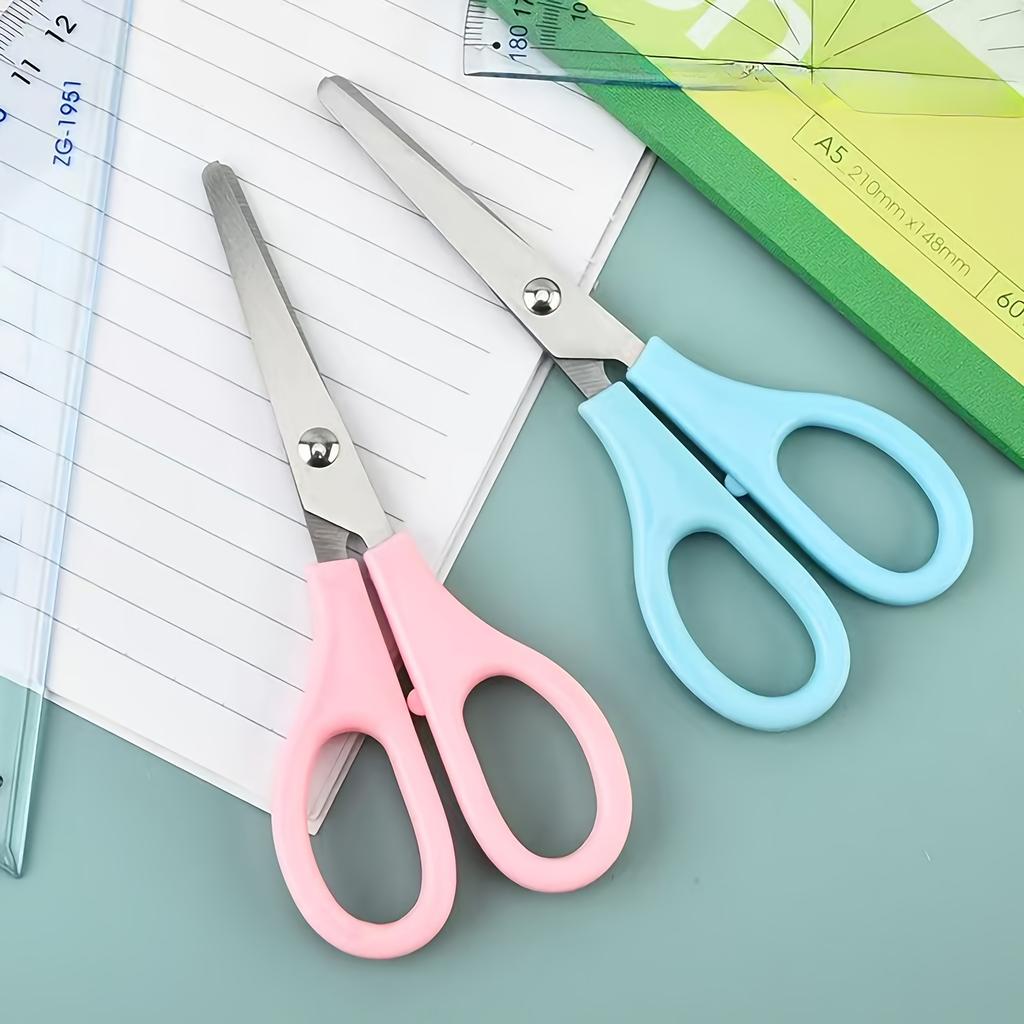 1pc Stainless Steel Round-Tip Scissors with Sharp Blades - Precision Cutting for Paper & Fabric,Multi-Purpose Home & Office Use