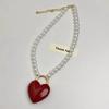 Retro Women's Sparkling Heart-Shaped Pendant Pearl Necklace 2025 New Heart-Shaped Necklaces Fashion Trendy Jewelry Accessories