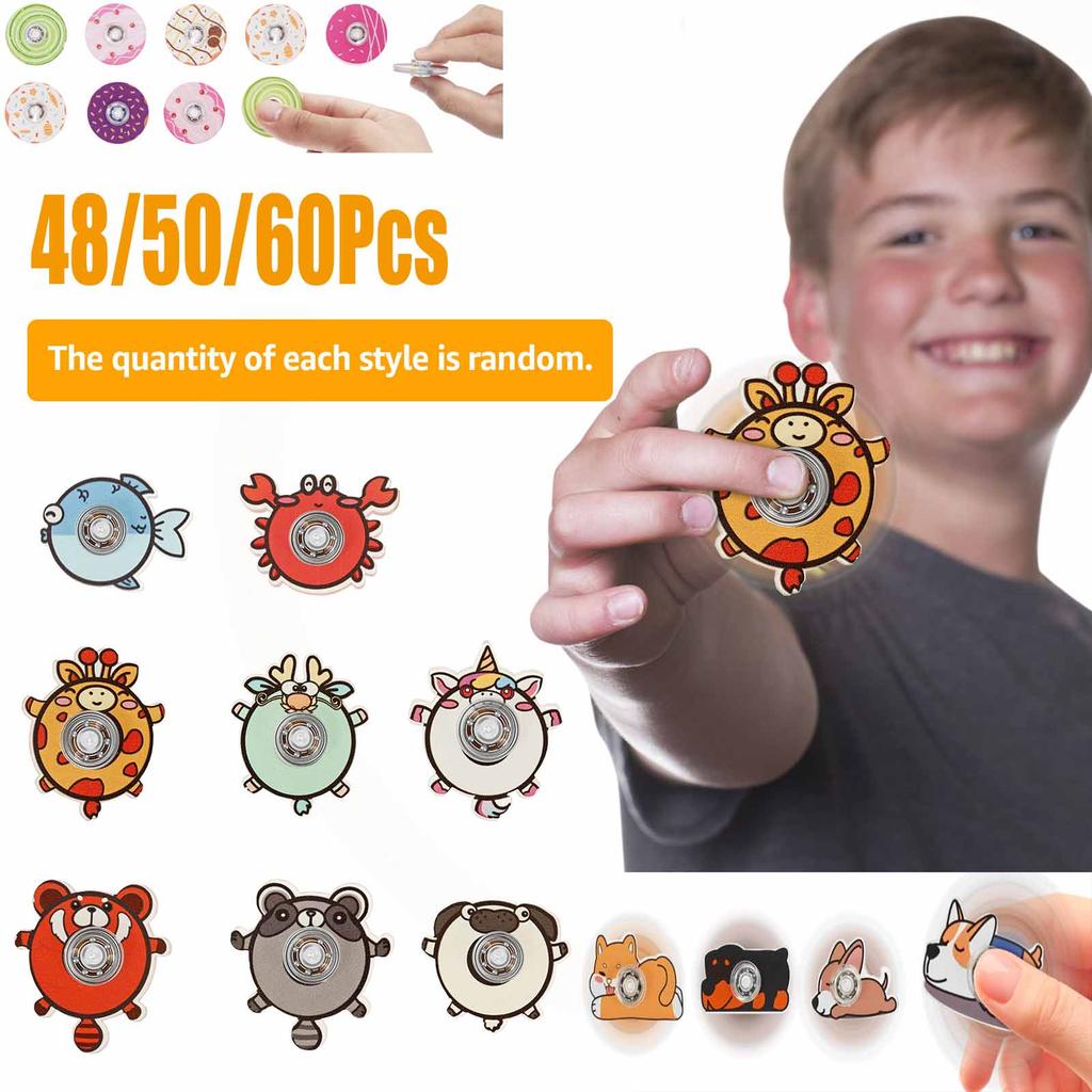48-60PCS Mini Finger Gyro Toys Fidget Spinners Sensory Stress Toys Hand Spinner Party Favors Gifts for Boy Girl Children Adult
