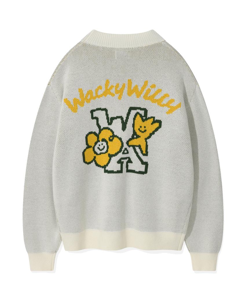 Wacky Willy Kiki & Lily Patch V-Neck Cardigan Cream