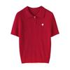 Women's Retro Cable Knit Linen Blend Polo Top
