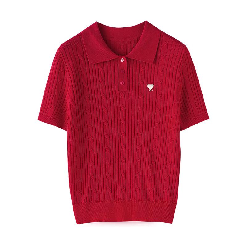 Women's Retro Cable Knit Linen Blend Polo Top