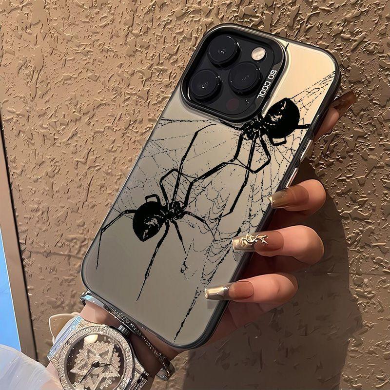 Black Spider Couple Phone Case Cover for Iphone 11 14 Pro Max XR 13 12 Pro X XS 15 Pro Max Shell Matte IMD Hard Armor Fundas