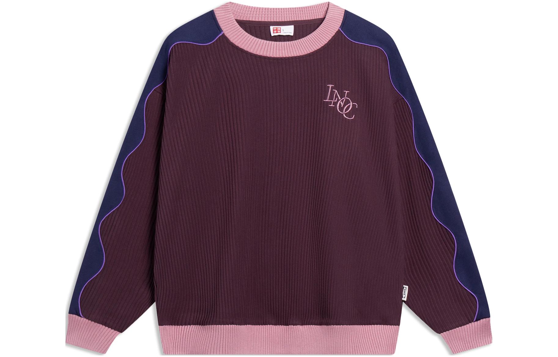 Li Ning Sweatshirts Unisex Dark Reddish Purple Crew Neck Moderate Regular AWDT267-1 L