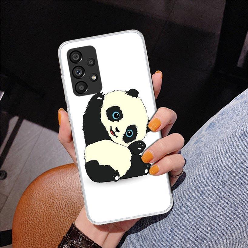 Cartoon Cute Panda Bear Phnoe Case for Samsung Galaxy A17 A37 A57 A16 A26 A36 A56 A15 A14 A13 A55 A54 A53 A35 A34 A33 A25 A24 A2