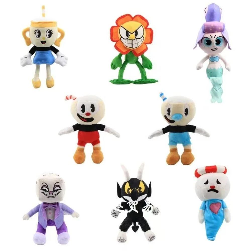 Hra Cuphead Plyšová hračka Mugman Ms. Pohár duch Král Kostka Cagney Carnantion Puphead Plyšové panenky Hračky pro děti Dárky