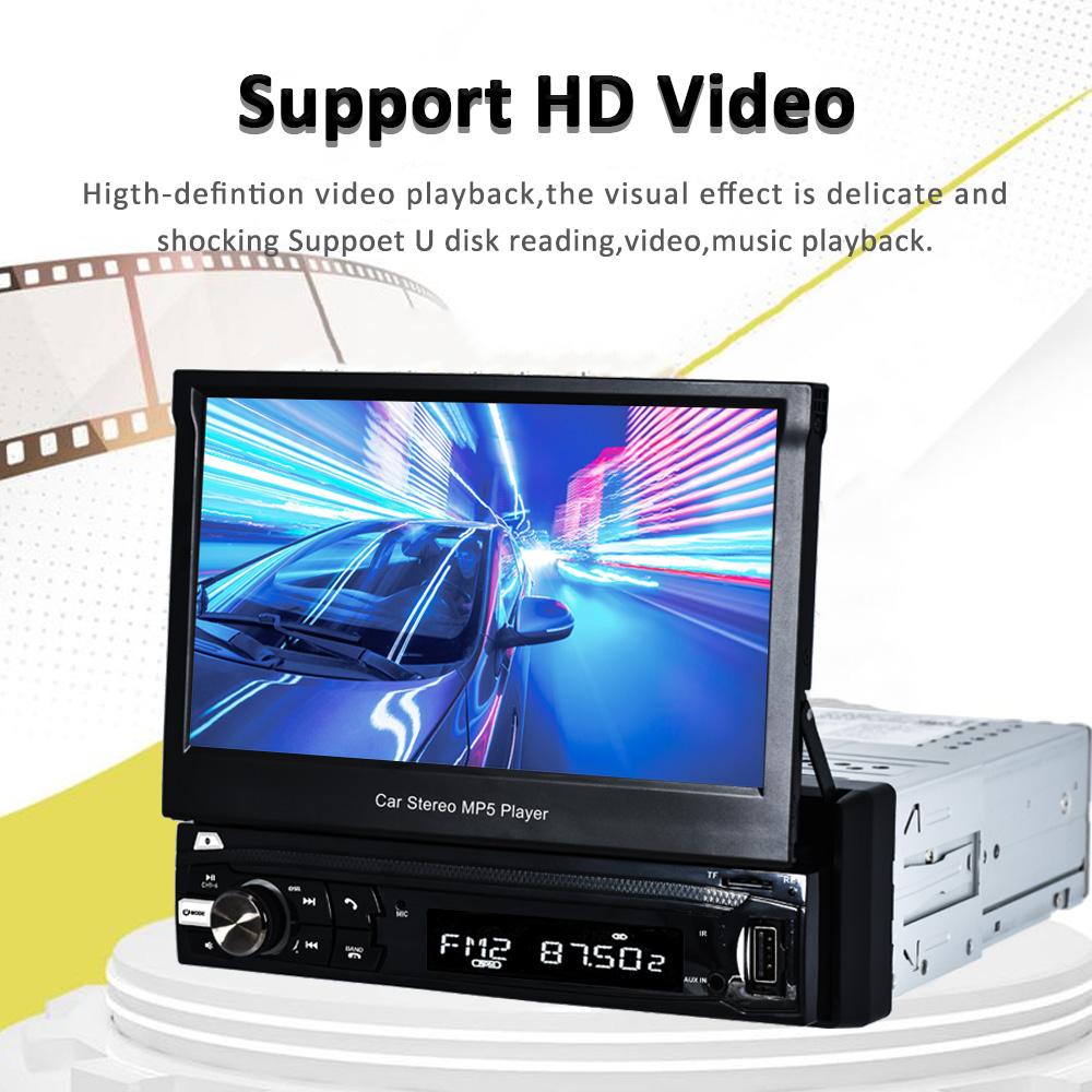 1 Din Autoradio Stereo 7" HD Automatisch versenkbarer Touchscreen Monitor MP5 SD FM USB-Player Audio Bluetooth