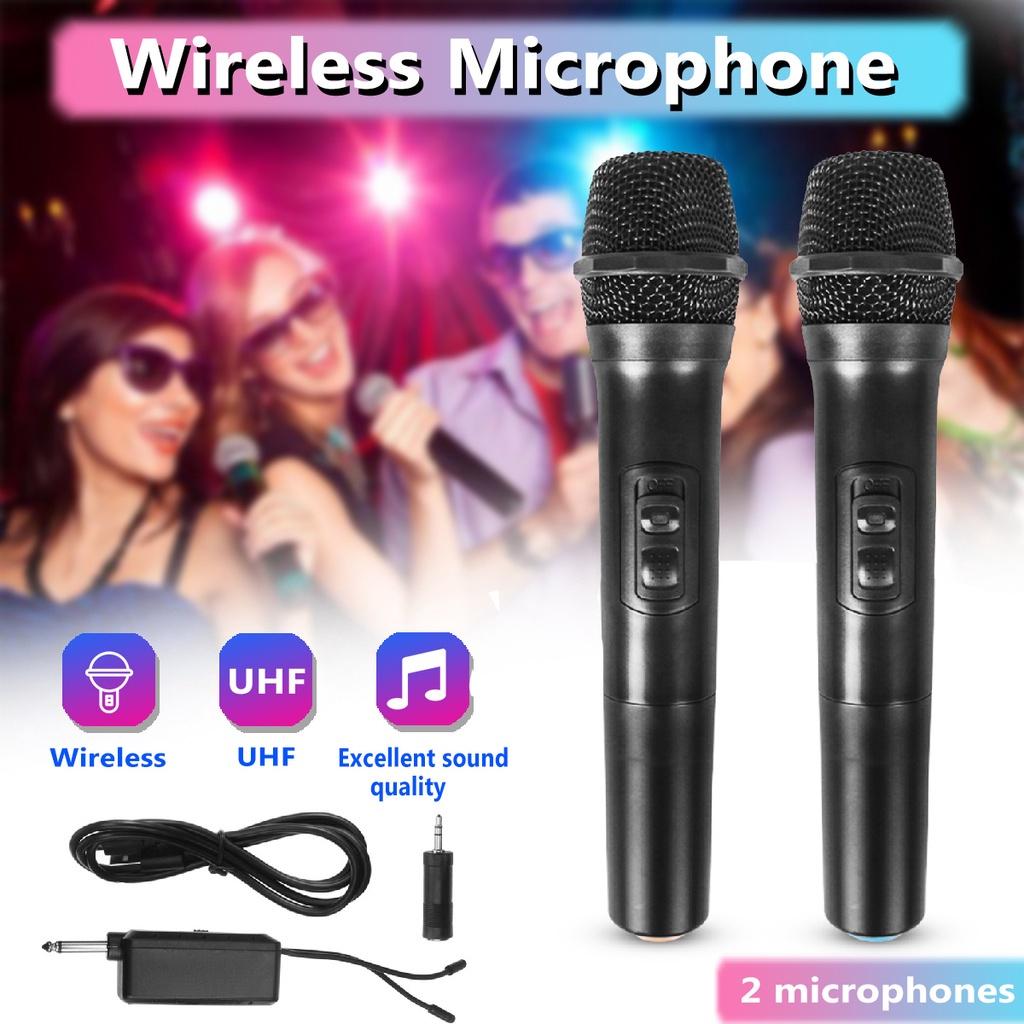 2 PCS Professional Wireless Microphone System with Receiver UHF Handheld Mic Speaker Karaoke Meeting Party