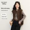 Sllsky Vintage Faux Suede Shearling Vest