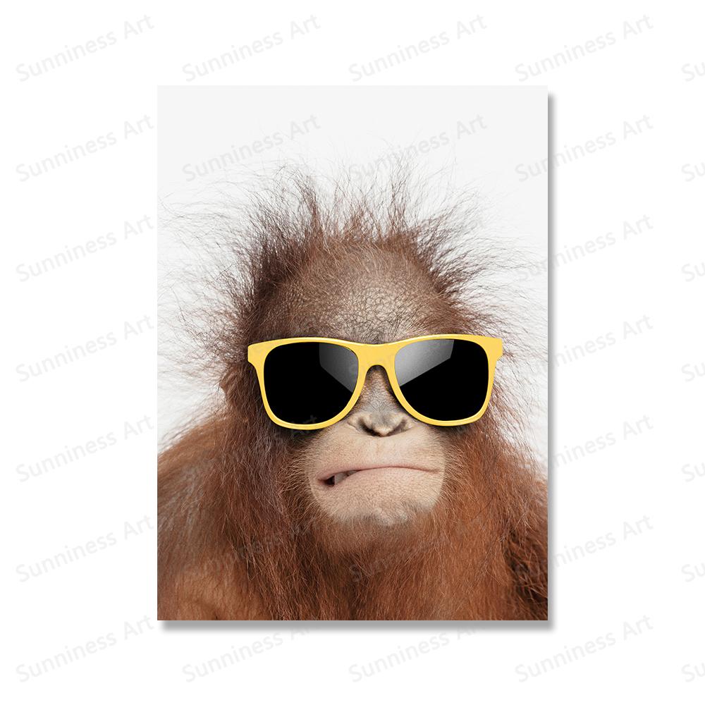 Funny Koala Monkey Duck Giraffe Posters Canvas Painting Animal In Sunglasses Wall Art Print Nursery Pictures For Kids Room Decor