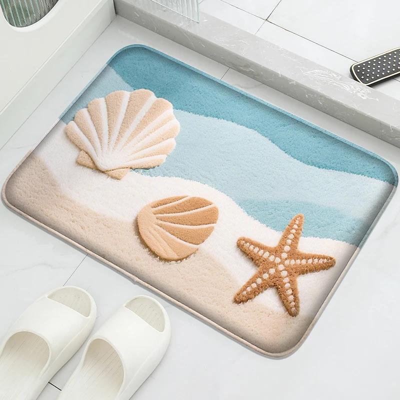 Octopus Brother Pattern Bathroom Mat Absorbent Foot Pad Shower Room Small Carpet Door Mat Machine Washable Soft and Comfortable