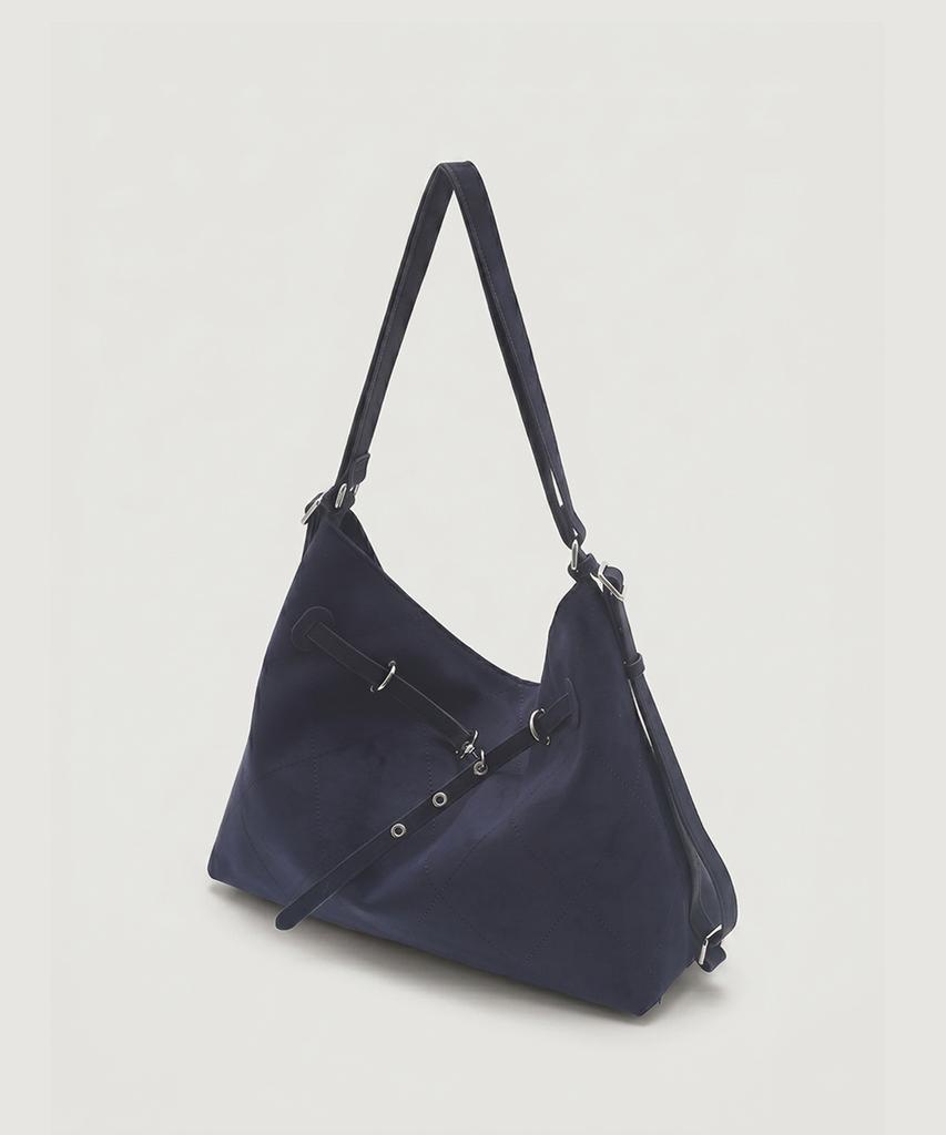 Talli [3-Way] Lower Sag Suede Shoulder Bag_Navy