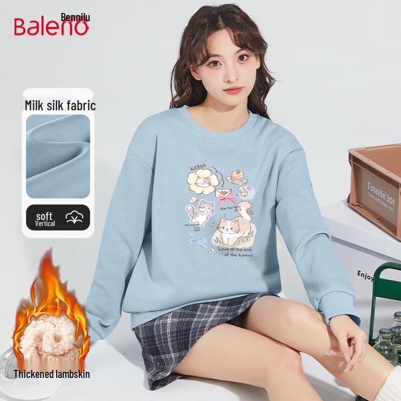 Baleno Women's Fleece-Lined Loose Round Neck Sweatshirt