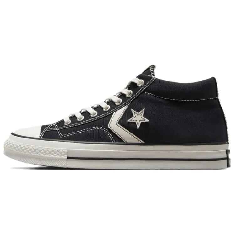 Converse Star Player 76 Abrasion Resistant Mid top Canvas Shoes Unisex Black White (Unisex) Canvas Shoes A06920C