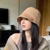 Korean Suede Bucket Hat for Women Solid Color Foldable Fisherman Cap Outdoor Sunscreen Female Panama Sun Hats