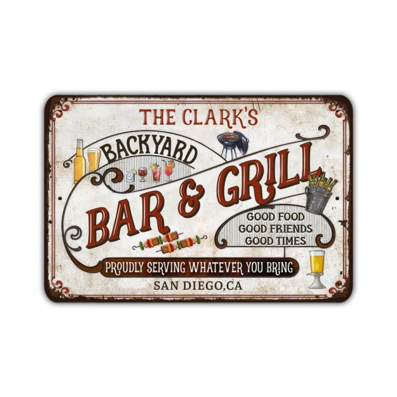 Personalized Custom Metal Sign Bar Grill Wall Decor белый