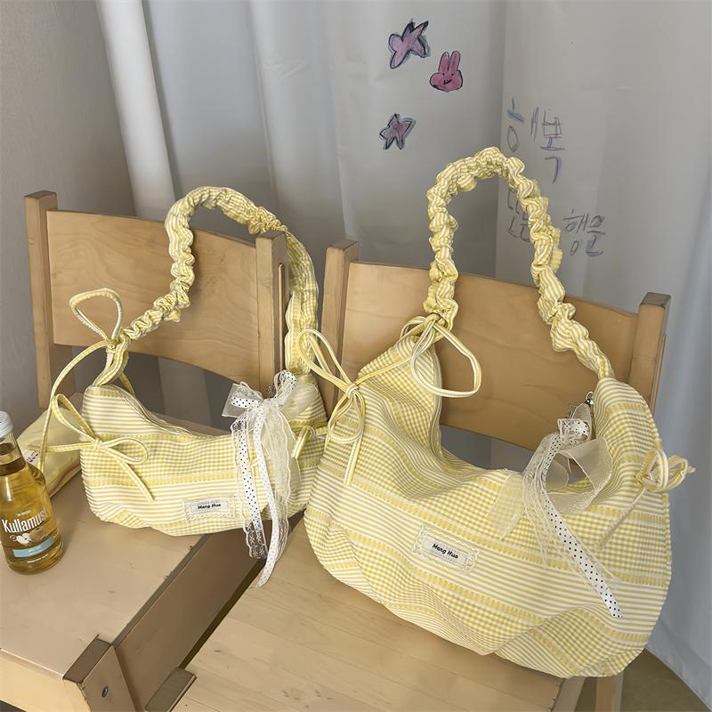 Borsa a mano da donna con fiocco e pieghe, borsa da spalla