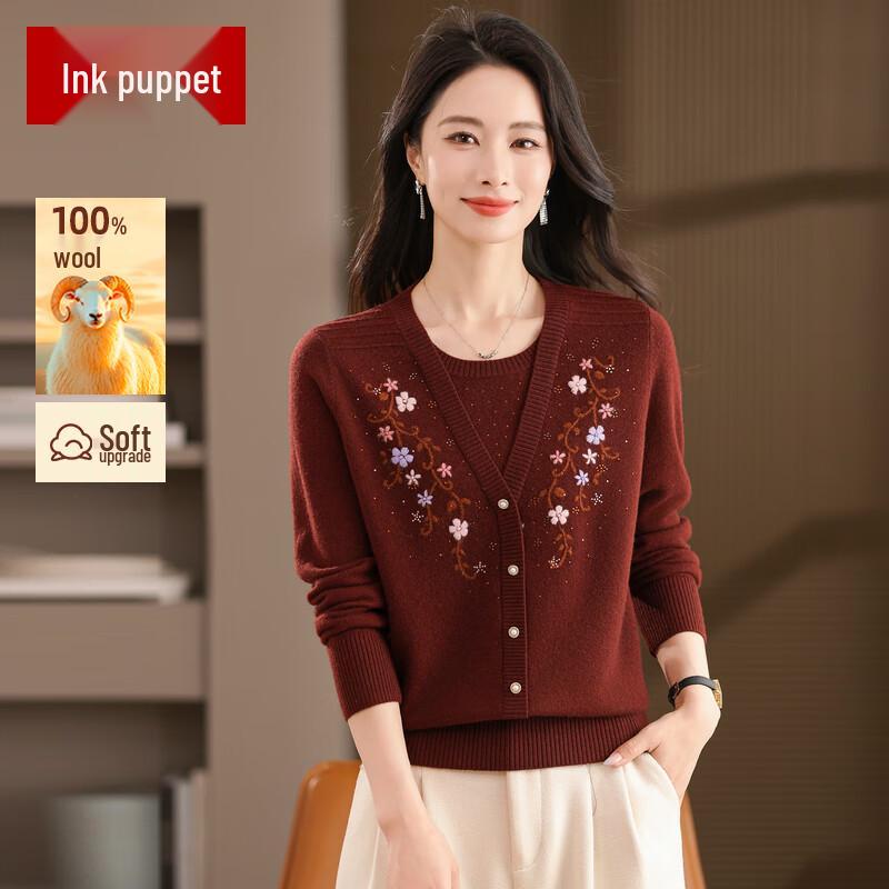 

Moou Women s Embroidered Knit Sweater 4XL