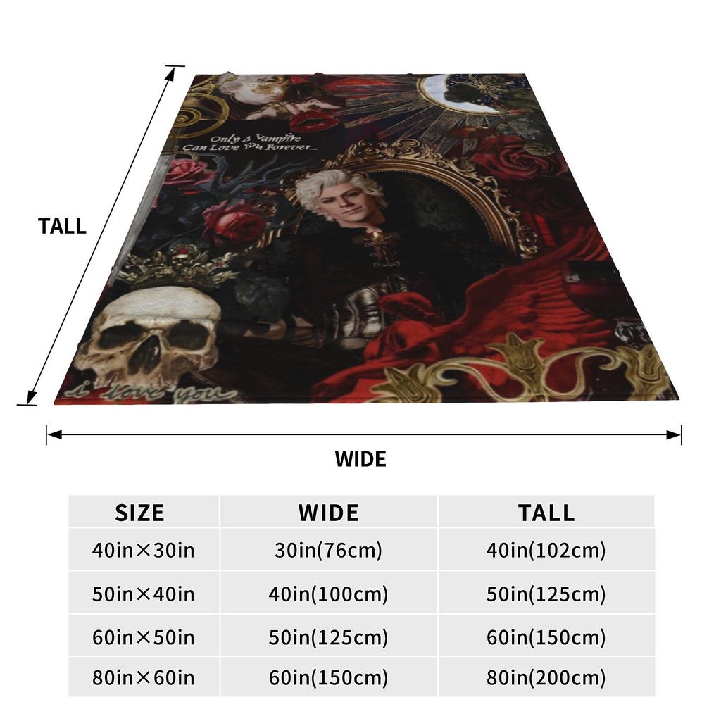Astarion B-Baldurs Game Gate Coperta Plaid in Flanella Personaggio Vampiro per Casa Letto Trapunta Leggera Sottile Multifunzione