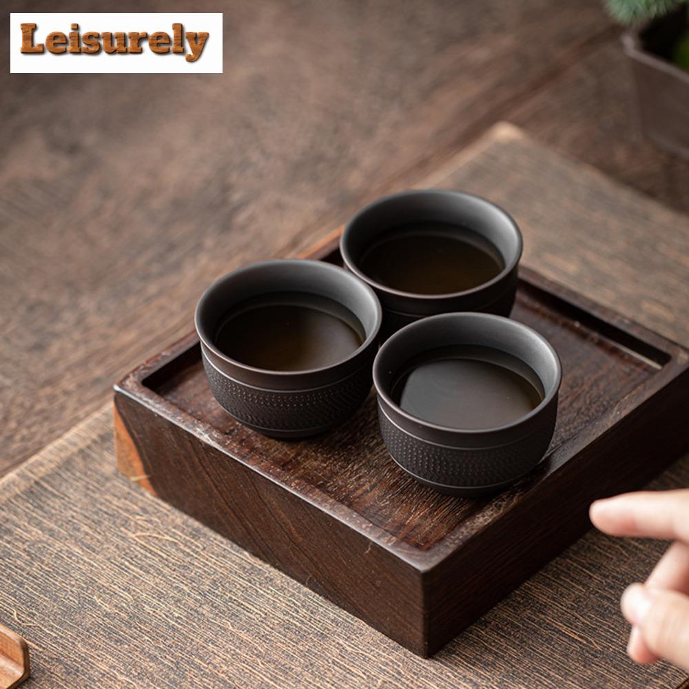 Chinese Qingxi Purple Pottery Tea Cup Handmade Engrave Tea Bowl Zen Meditation Cup Ceramic Master Cup Tasting Mug Kung Fu Teaset