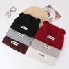 Bear Letters Versatile Autumn and Winter Hat for Women's Fashionable Cute Knitted Hat Korean Style Versatile Face Showing Small Pullover Wool Hat