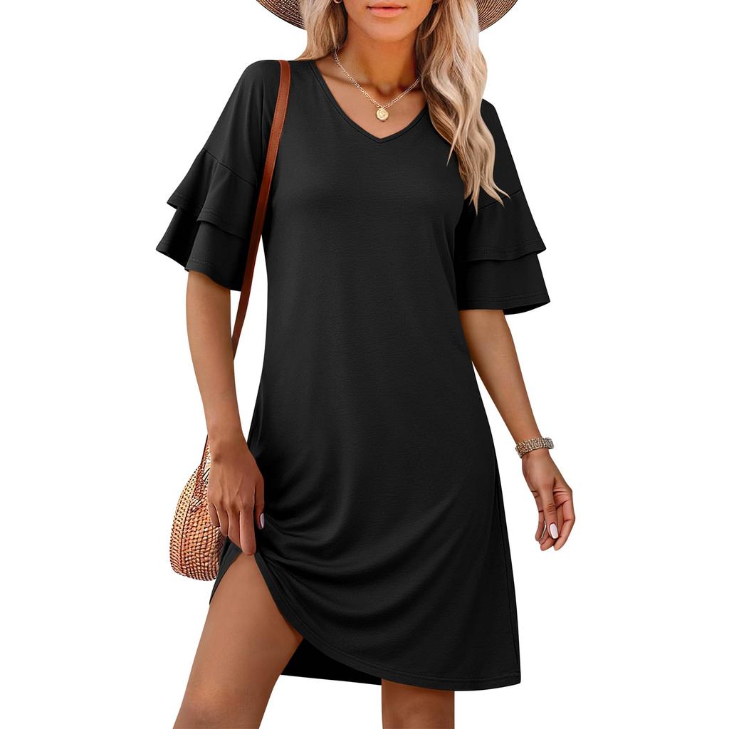 Women's Fashionable Loose-Fit -Color Casual Dress