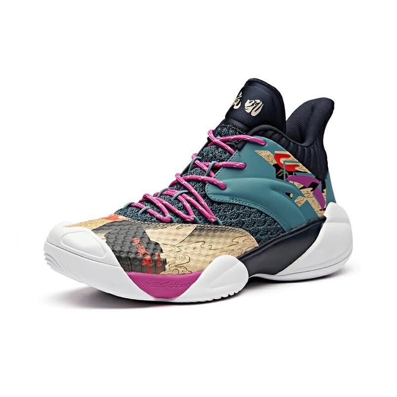 Anta Trendy Comfortable Shock Absorbing Non-Slip Wear-Resistant Mid-Top Basketball Shoes Men Sneakers Yellow Green Purple 11931605-12