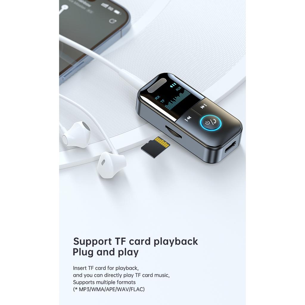 GT69 Wireless BT Audio Receiver + Transmitter 2-in-1 Audio Adapter Support TF Card Playback Support