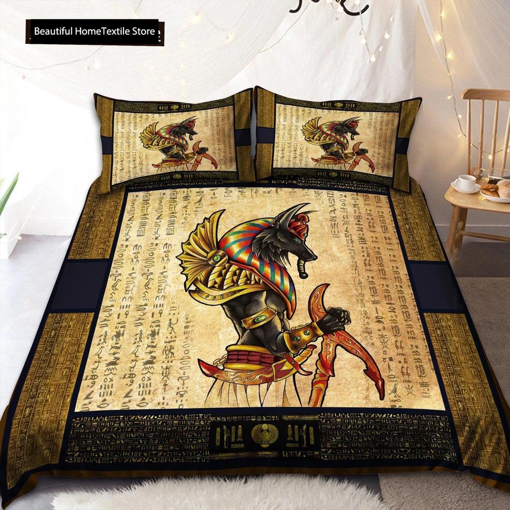 Ancient Egypt Anubis Egyptian Symbol Culture Comfortable Duvet Quilt Cover Pillowcase Bedding Set Children Bedroom Home Textile