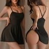 Black Sexy Crotchless Lingeries For Women Teddies Bodysuit Erotic Costumes Mini Baby Doll Dress Sleeveless Open Back Bodysuits