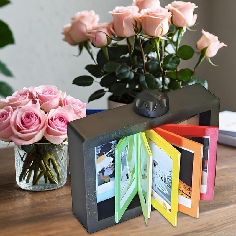 Photo Frame Rotating Photo Album 360 Degree Hand Crank Turning Ornaments Table Decoration 12-Card Holder For Home Fathers Day