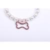 Dog Cat Pearls Necklace Collar with Rhinestones Bone Charm Pendant Pet Puppy Jewelry Accessory (Pink, Small)