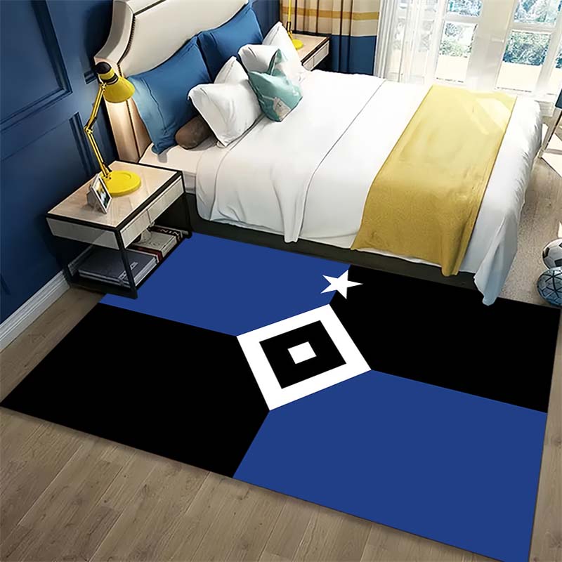 Hamburger SV Flag Style Geometric Print Area Rug Non‑Slip Floor Mat Carpet for Living Room Bedroom Sports Fan Home Decor