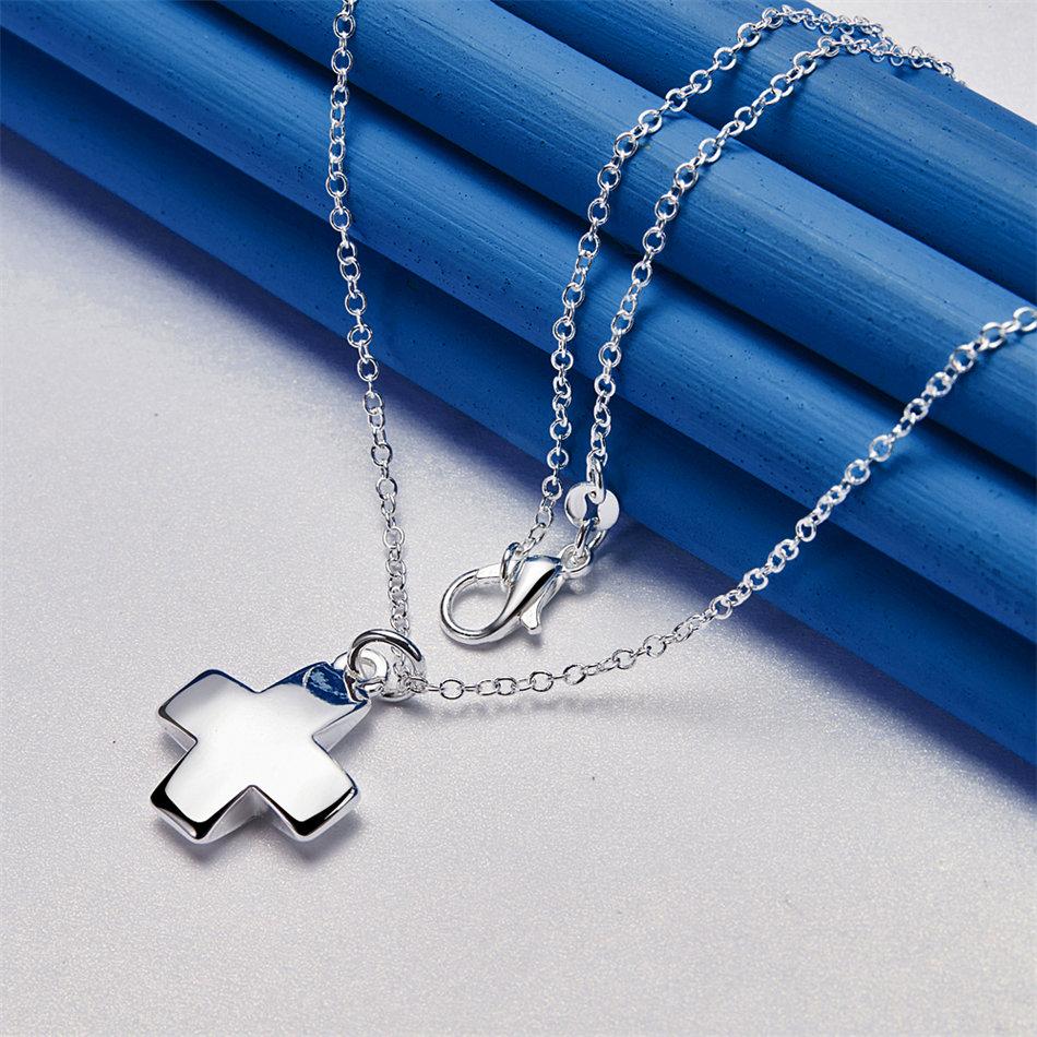 925 Sterling Silver 16-30 Inch Glossy Cross Pendant Necklace, Men's and Women's Hip-hop Accessories, Fashionable Jewelry