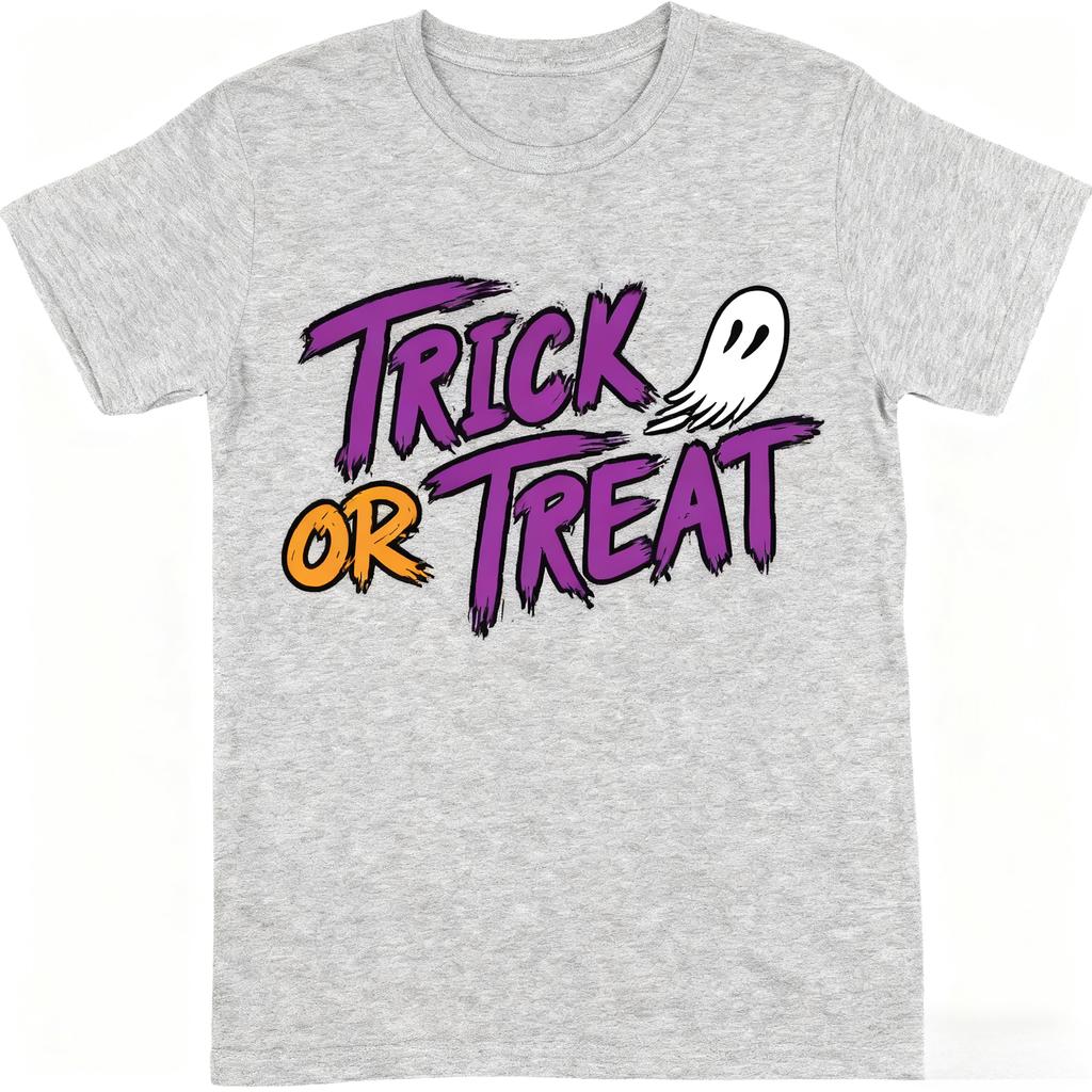 New Vintage Trick or Treat Halloween Tee Retro Pumpkin Ghost Print Cotton T-Shirt Spooky Fun Top for Men Women
