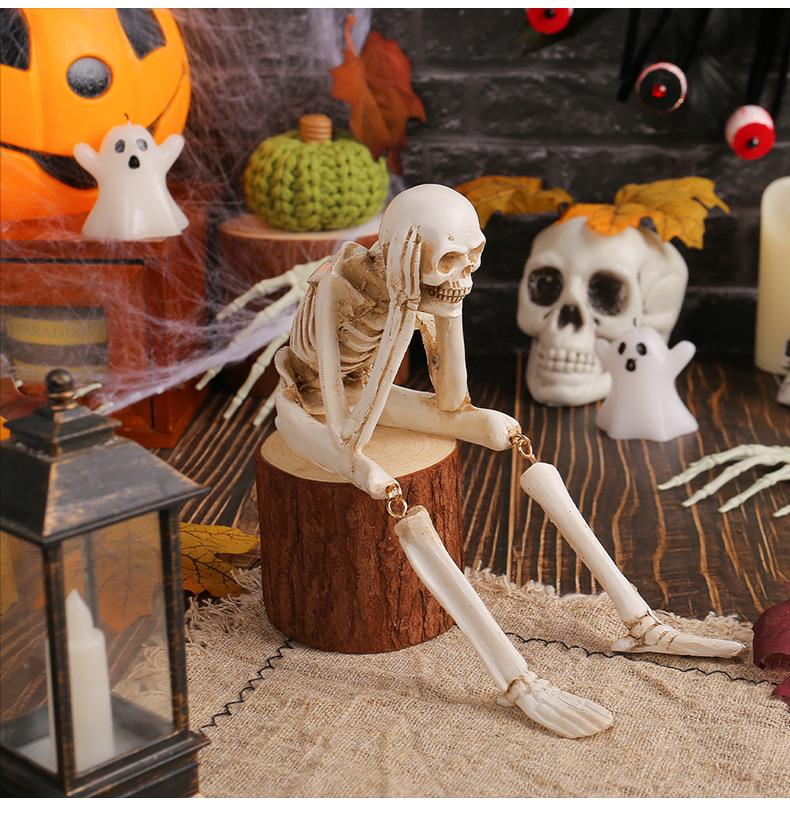 

Halloween Statues No-Evil Skeleton Collectible-Figurines - Realistic Skeleton Halloween Decorations See Speak Hear No Evil Resin