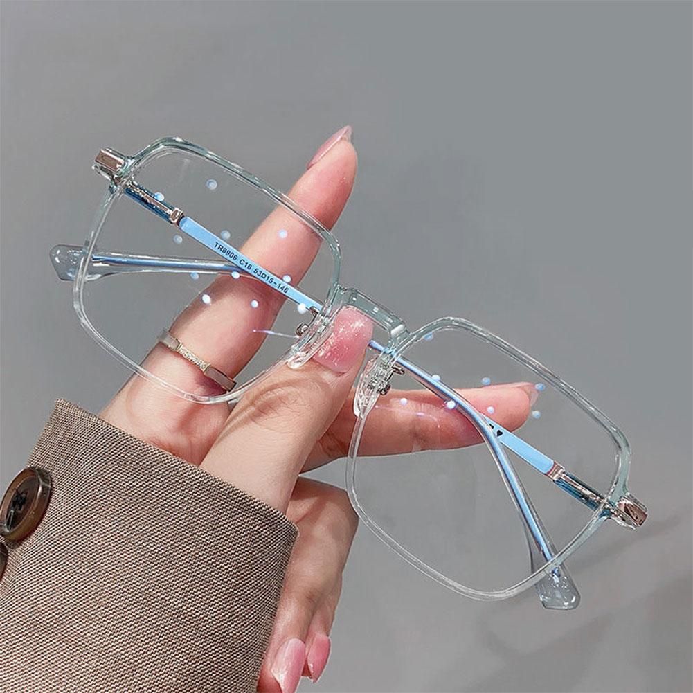 Modische Blaulichtfilter-Brille mit quadratischem Rahmen, leicht, bequem, transparent für Damen