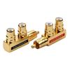 1/6PC RCA One Divided into Two Monster Full Copper Gold Plated Gun Type Lotus Male to 2 Female Audio Adapter
