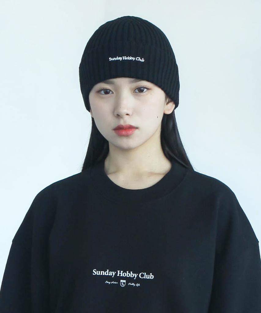SUNDAY HOBBY CLUB Cotton Signature Logo Beanie - Black