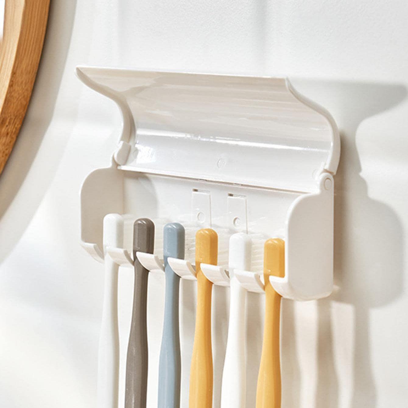 1PC - Wall mounted toothbrush holder storage rack, non perforated bathroom toothbrush storage rack белый