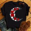 Women's T-shirt Fashion Creative Flower Printed T-shirt Casual T-shirt Short Sleeve Women's T-shirt