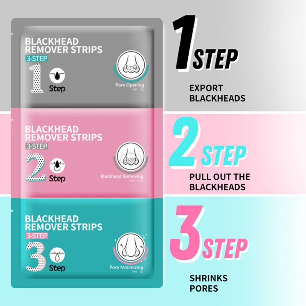 Pore Strip Clear Black Head 3krokový kit pro čisté pupínky, zmenšení pórů a odstranění černých teček 2ml