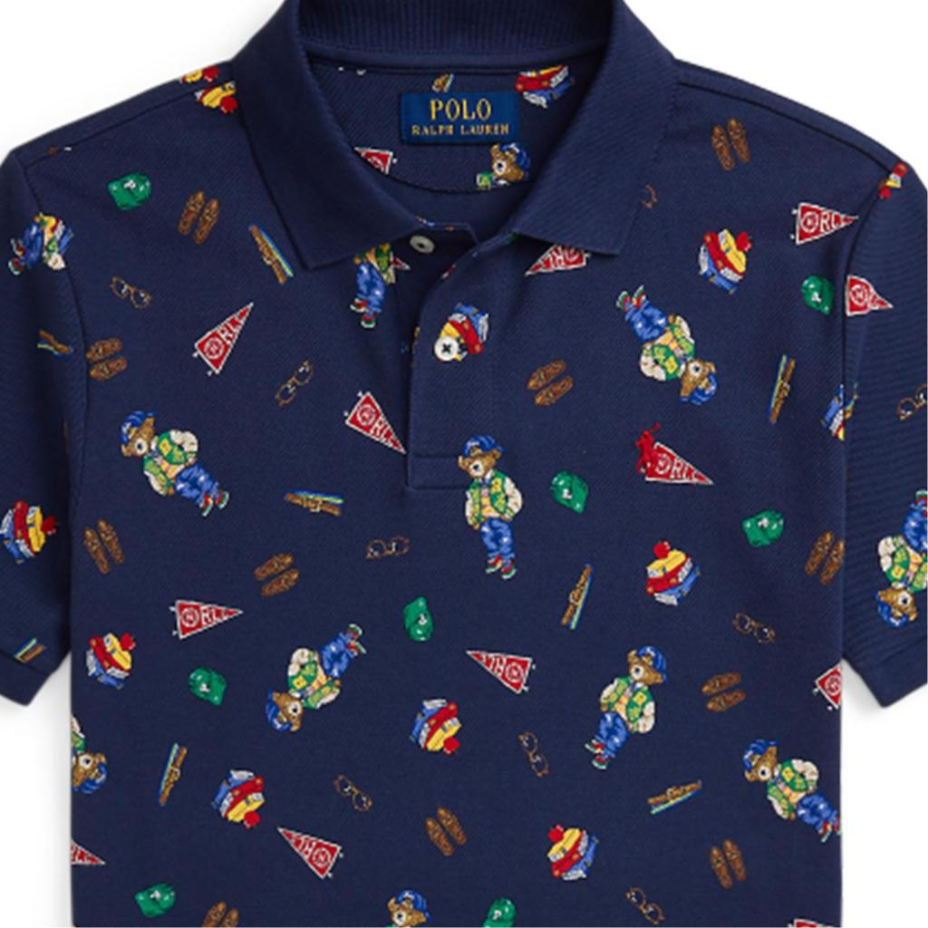 Polo Ralph Lauren T-Shirt Ss24 Full Print Animal Print Straight Cut Short Sleeve Kids Tops Blue CWPOKNIY8021217-999