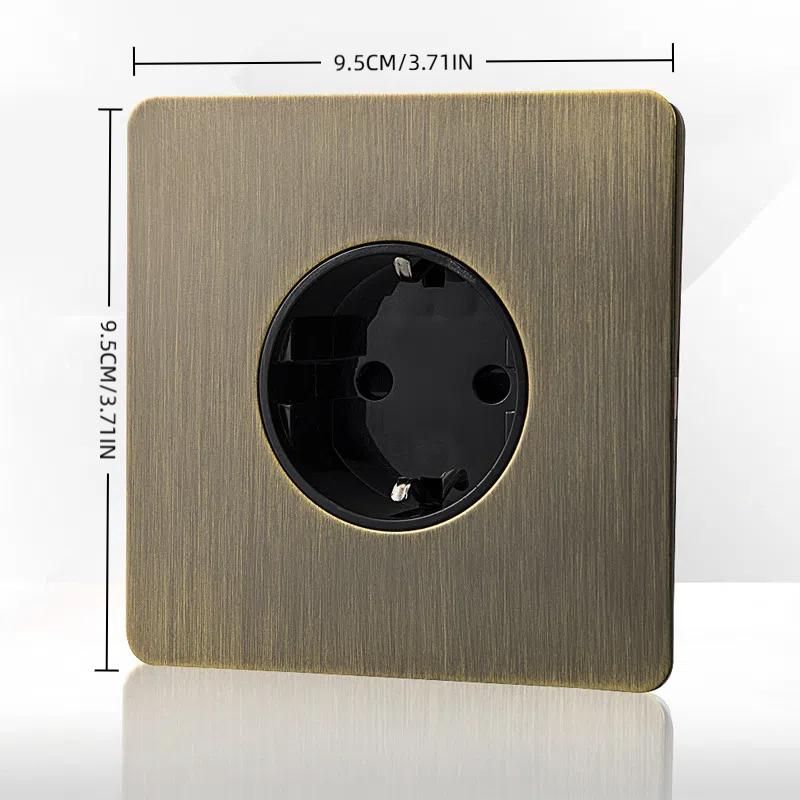 Retro EU Metallplatte Wand Kippschalter Steckdose, Bronzefarbener Antiker Edelstahl Wandschalter